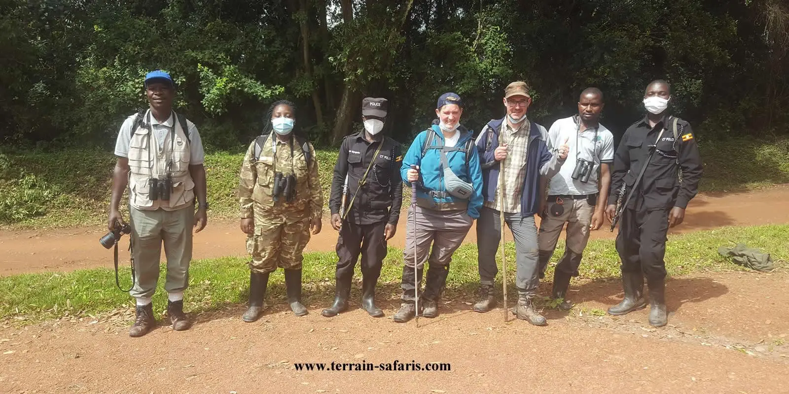 Birders on the Mubwindi Swamp trail in the high eastern forest of Ruhija